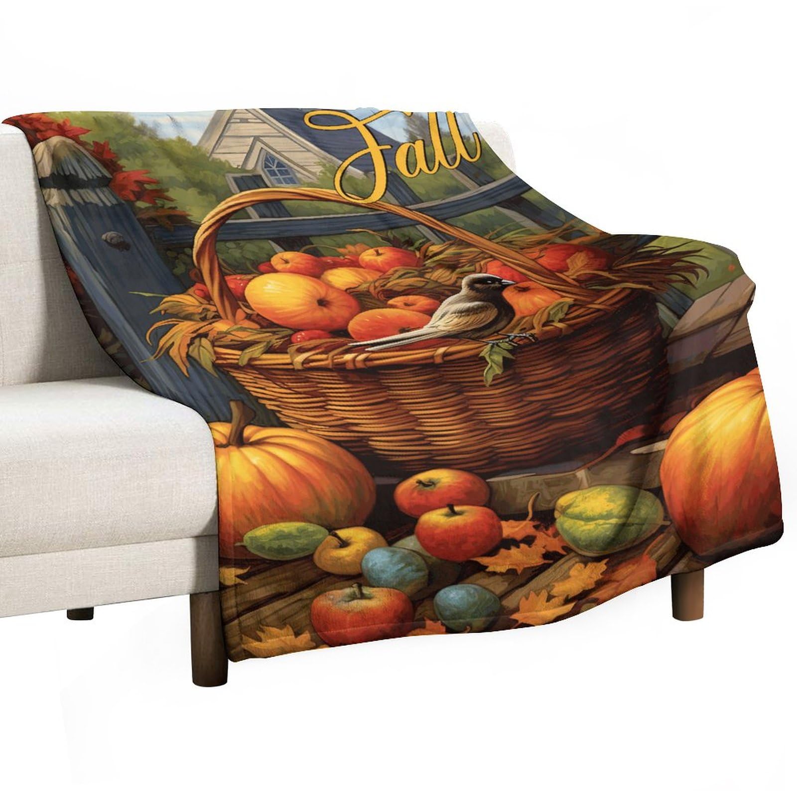 Idée cadeau d'automne : couverture en polaire citrouille pour mari et femme