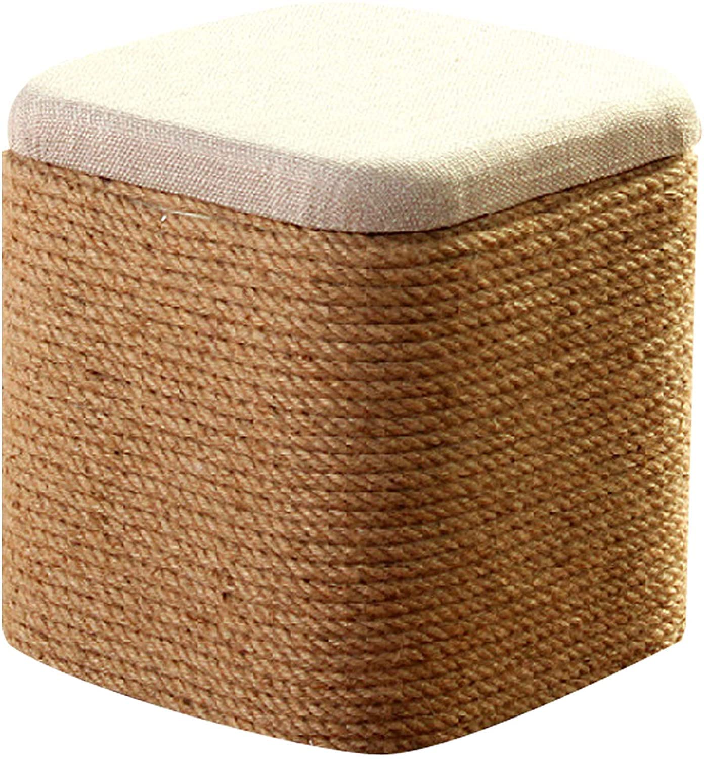 Banc à Chaussures pour Couloir : Pouf Carré en Lin Décoration Salon