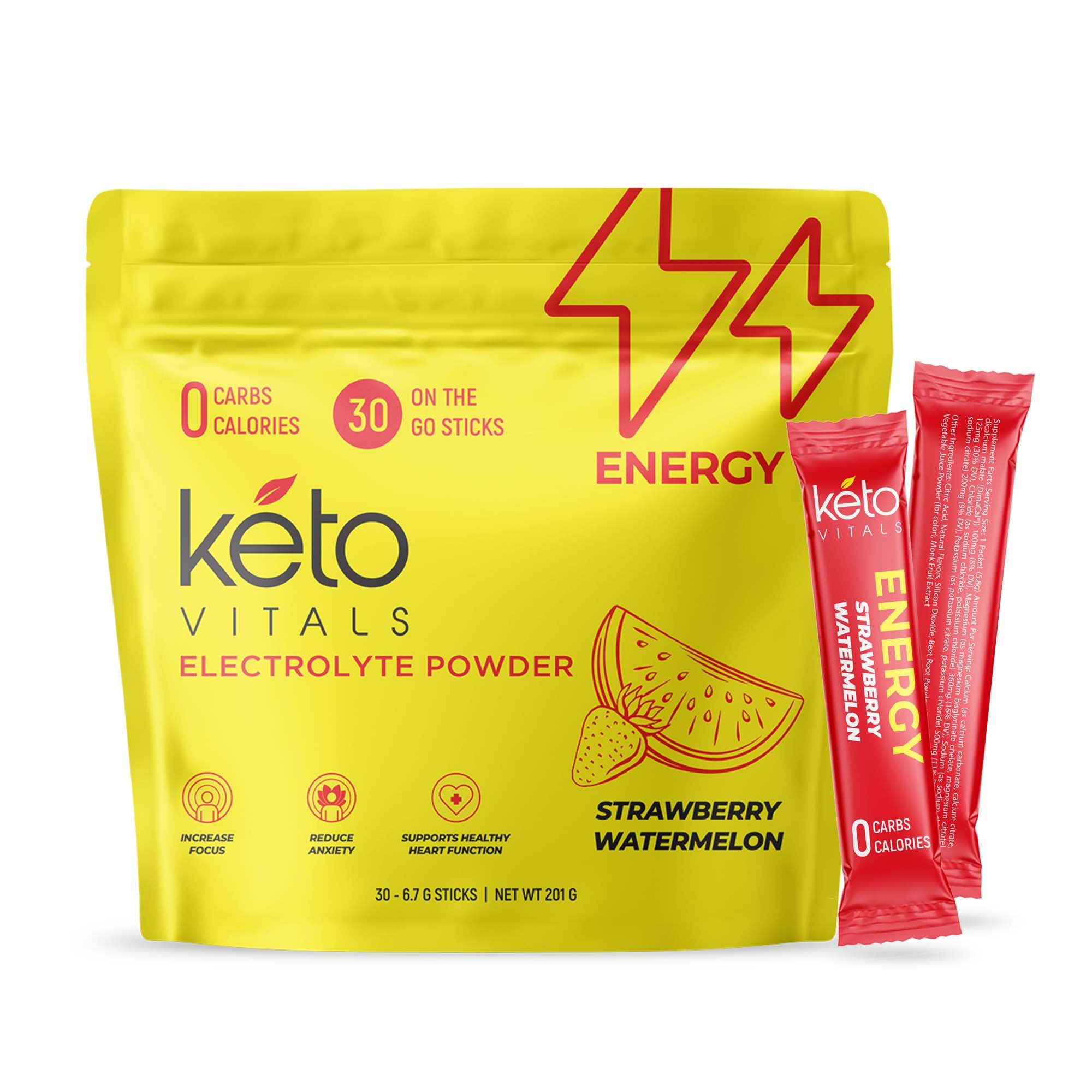 Keto Vitals Keto Electrolyte Energy Drink Powder Packets - Increases Energy - Keto Electrolyte Supplement for Energy and Rehydration - 30 Count Keto Energy Powder Packets