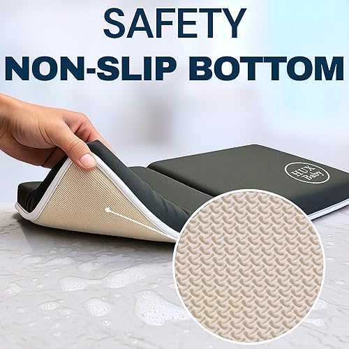 Miniatura 6 de Cómodo juego de rodilleras y coderas de baño para bebé, almohadilla antideslizante para bañarse, tapete acolchado para bañera, coderas, bolsillos de