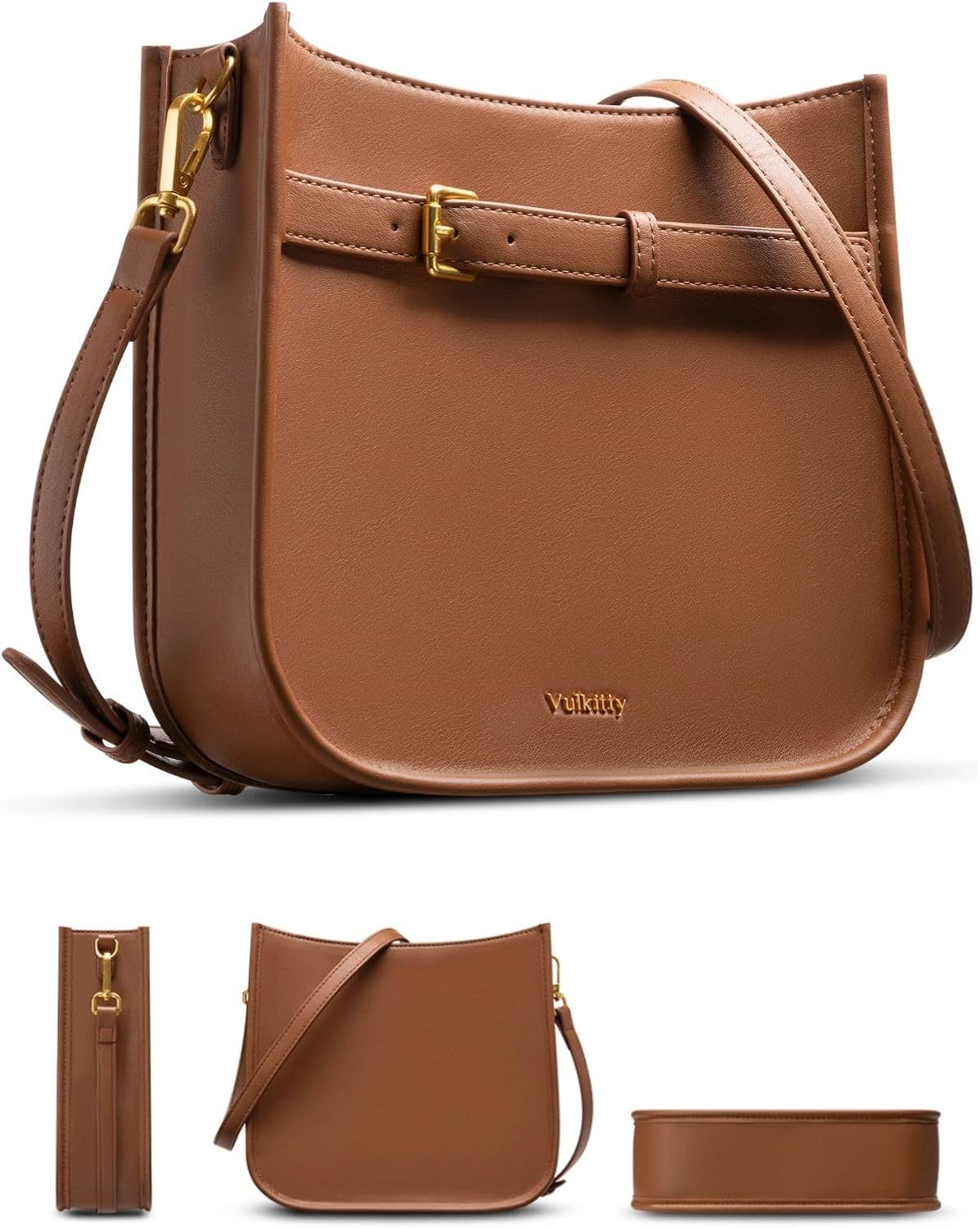 Vulkitty Women's Shoulder Bag Handbags Soft Leather Hobo Crossbody Bag Shoulder Purse for Women with Adjustable Strap