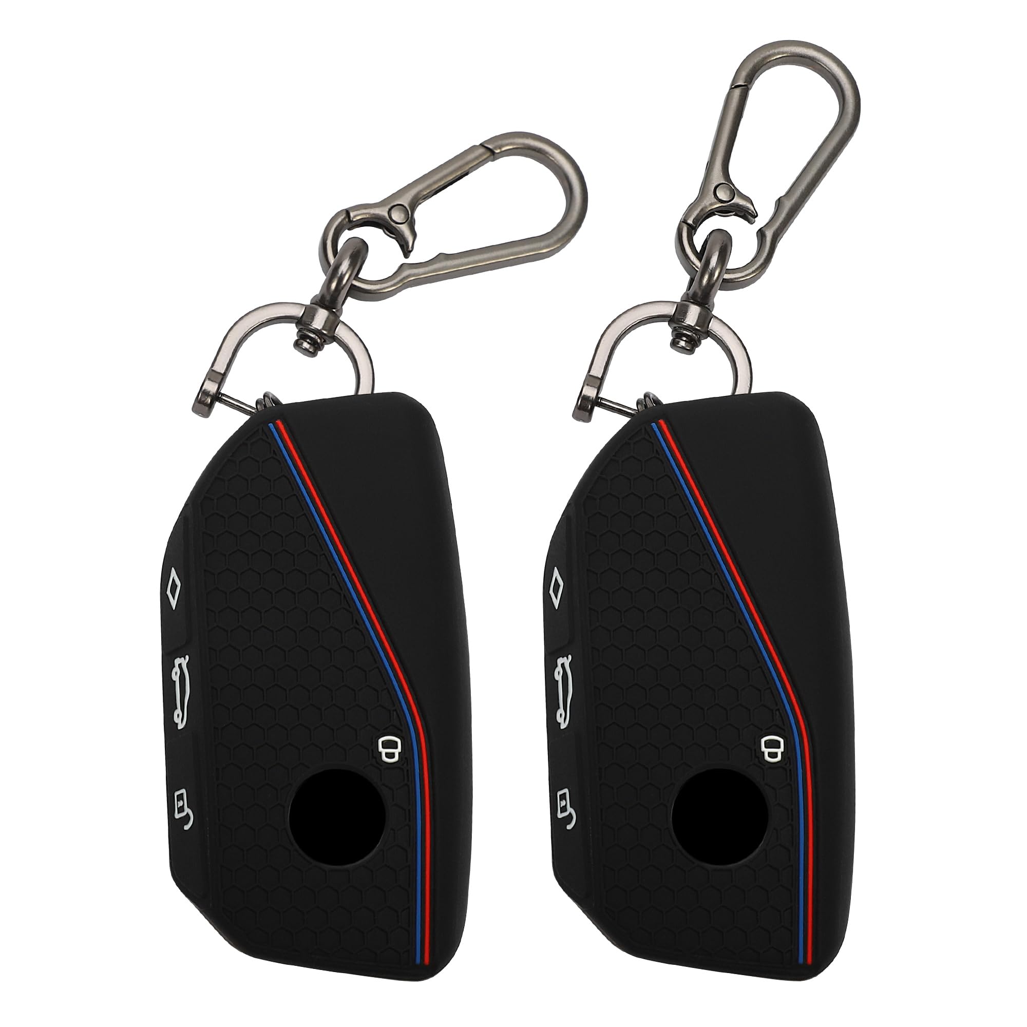 TOMALL 2 Pack for BMW Key Fob Cover with Keychain, 4 Buttons Silicone Rubber Key Fob Case Fit for BMW 2 3 5 7 X1 X4M X5 X6 X7 iX i4 i7 XM Series 2023-