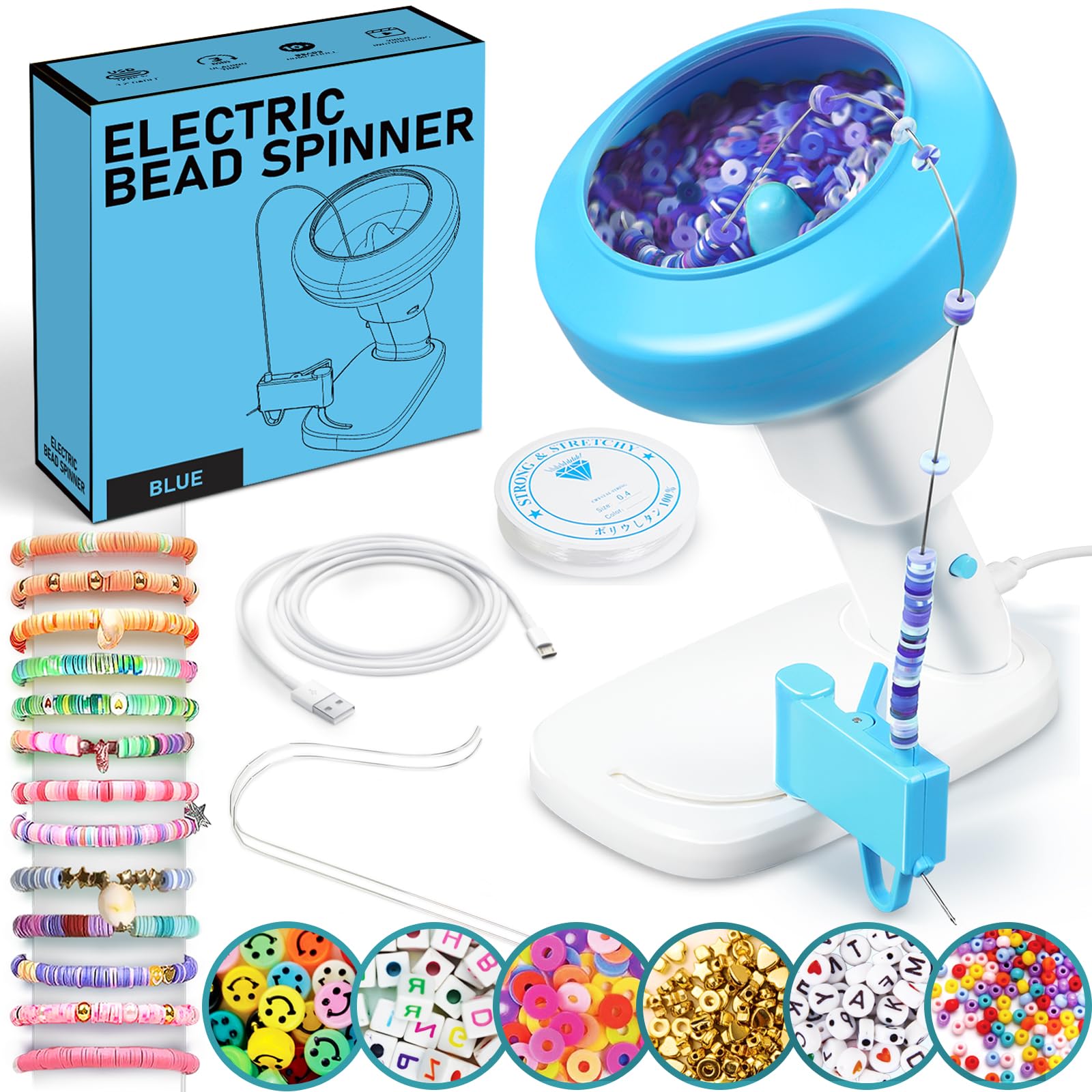 Centrifuga Elettrica Per Perline Roaxkois - Kit Per Braccialetti Con 3 Aghi, Ideale Per Bambini, Rosso - Foto 10