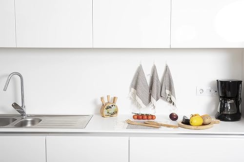 Miniatura 171 de Smyrna Turkish Cotton- Paquete de 6 paños de cocina de 100% algodón natural, 12x12 pulgadas, lavables a máquina, ultra suaves, absorbentes, Beige