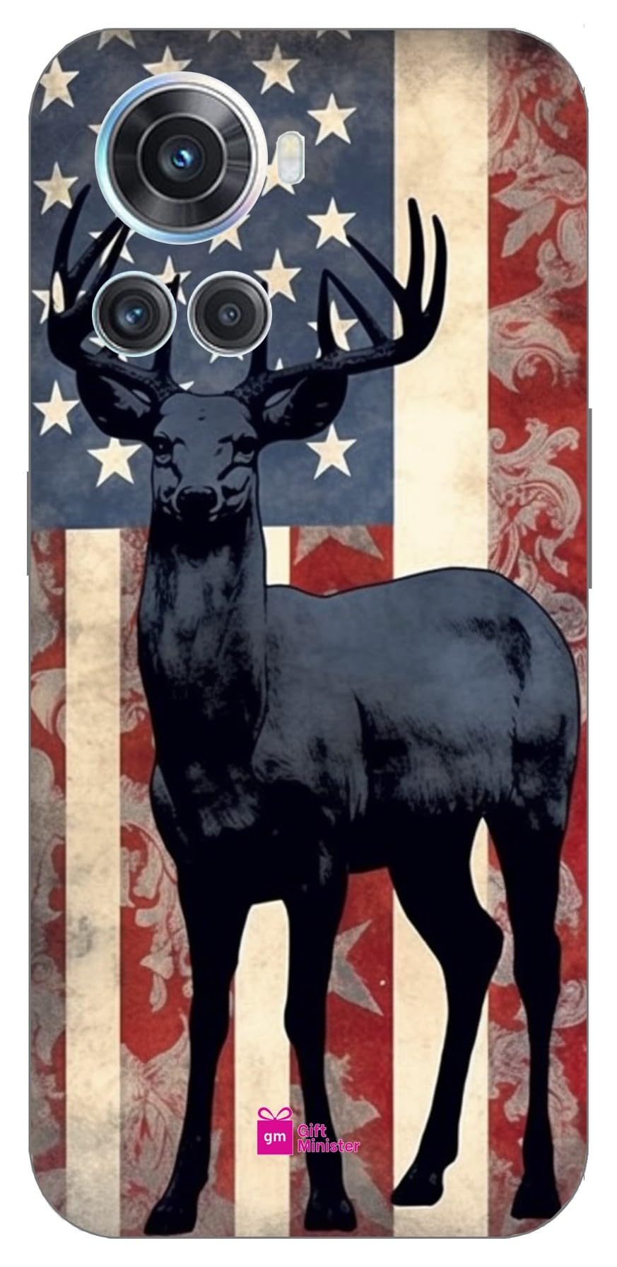 Gift MinisterSoft Designer Mobile Case for One Plus 10R 5Gback Cover Saddle Brown - Deer Silhouette American Opaque Resin Panels Grisaille Militaristic Realism Flickr Handcrafted Designs 1Pcs 1701G