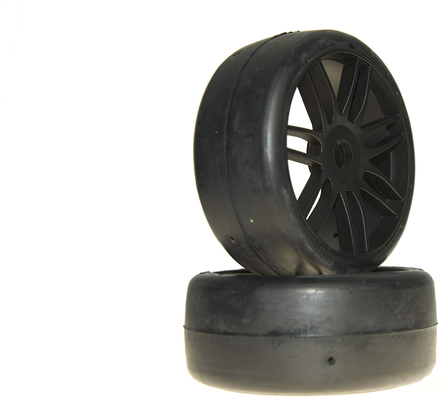 GRP GTX02-S4 1:8 GT T02 Slick S4 SoftMedium Tires Spoked Black Wheel (2)