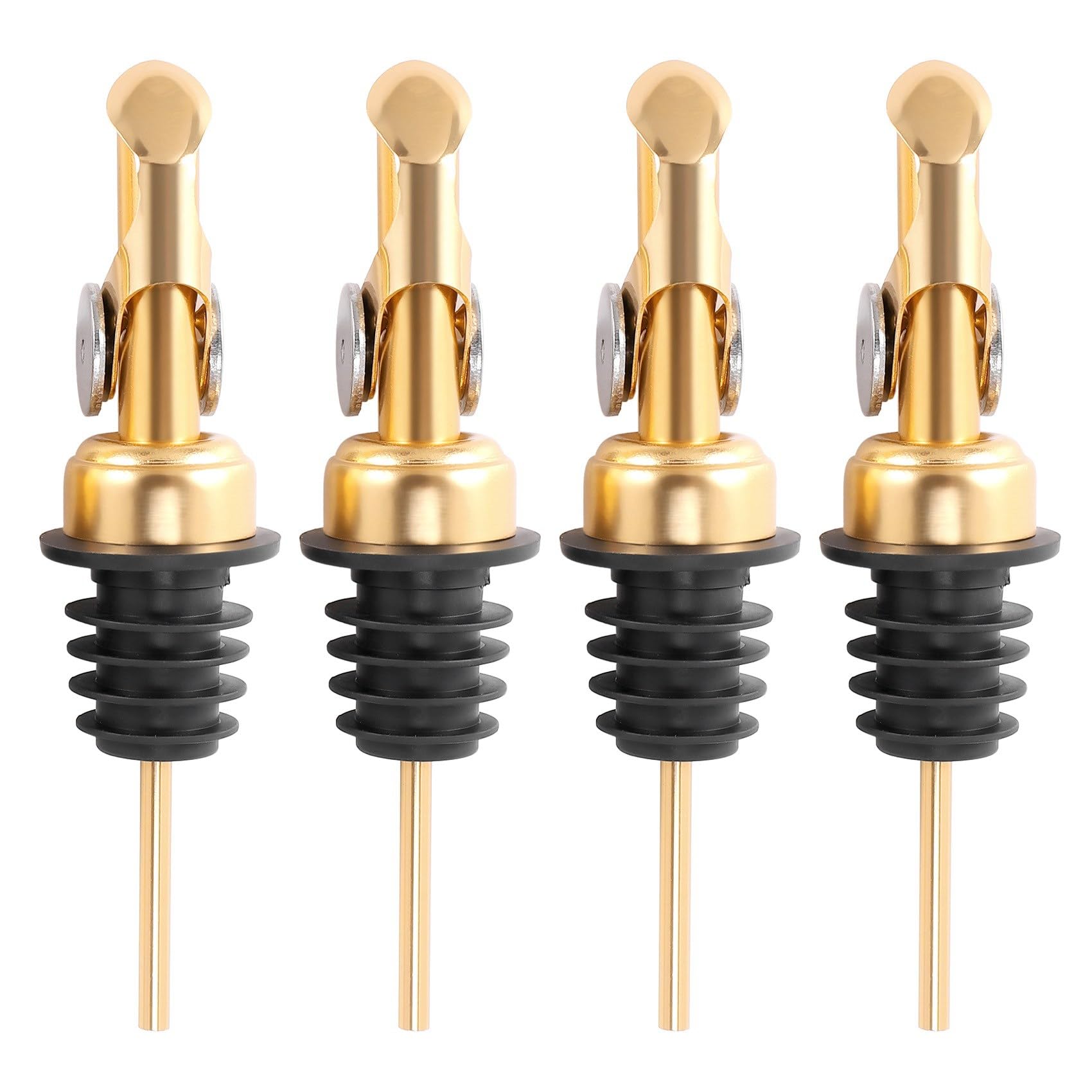 Harewtwy Weighted Stainless Steel Pourers, Auto Flip Olive Oil Dispenser Spout, Balsamic Vinegar Pour Spouts 4Pcs