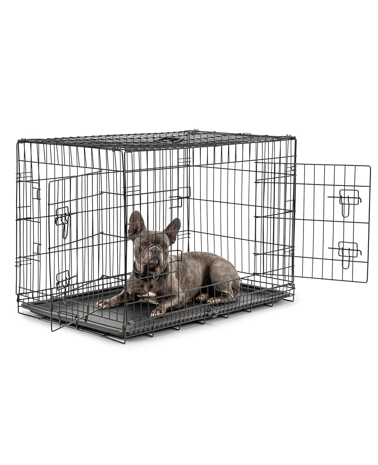 lionto Dog and Cat Crate, Foldable, 92 x 58 x 64 cm, Black