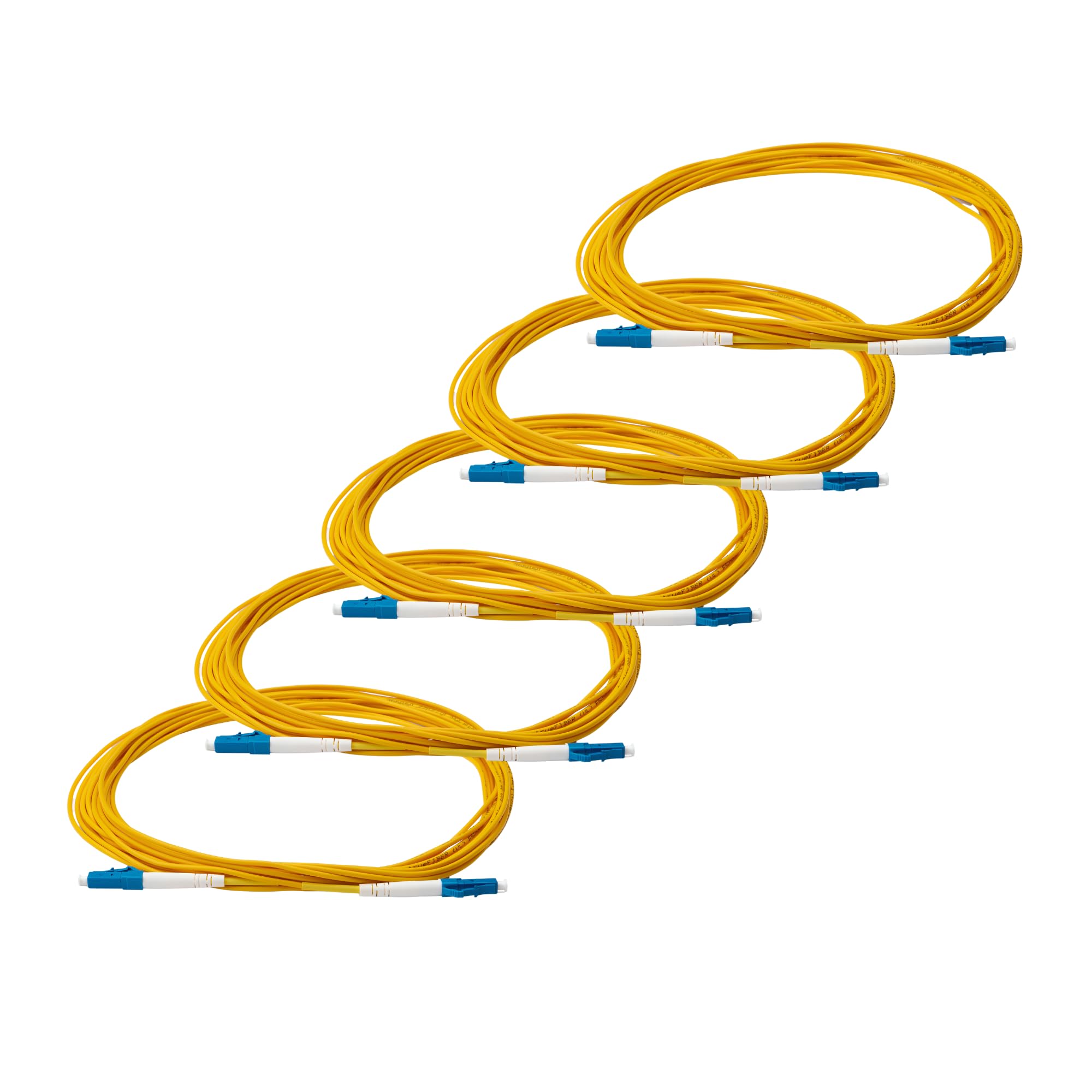 trueCABLE LC to LC OS2 Fiber Patch Cable, 10m (32.80ft), UPC Polish, 200GB Singlemode (SM) Simplex 9/125um, Riser Rated (OFNR) UL Listed, 5 Pack,