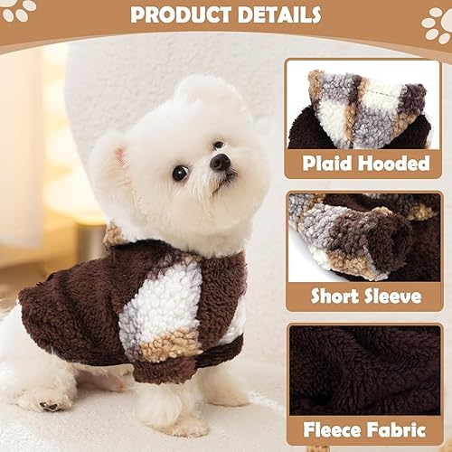 Miniatura 4 de Suéter pequeño de forro polar con capucha para perros pequeños, hembras y niños, ropa cálida de invierno para cachorros para Chihuahua, taza de té,