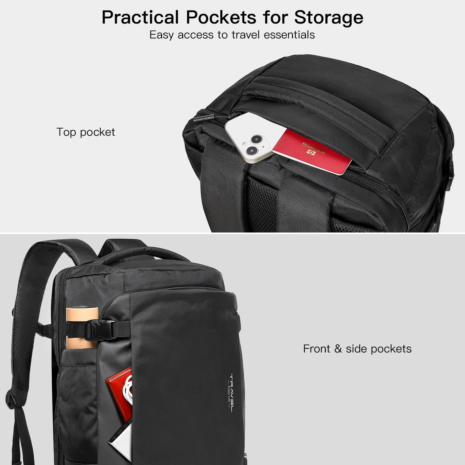 Otevan 45L Travel Backpack – Expandable Carry-On Backpack Flight Approved For Men & Women