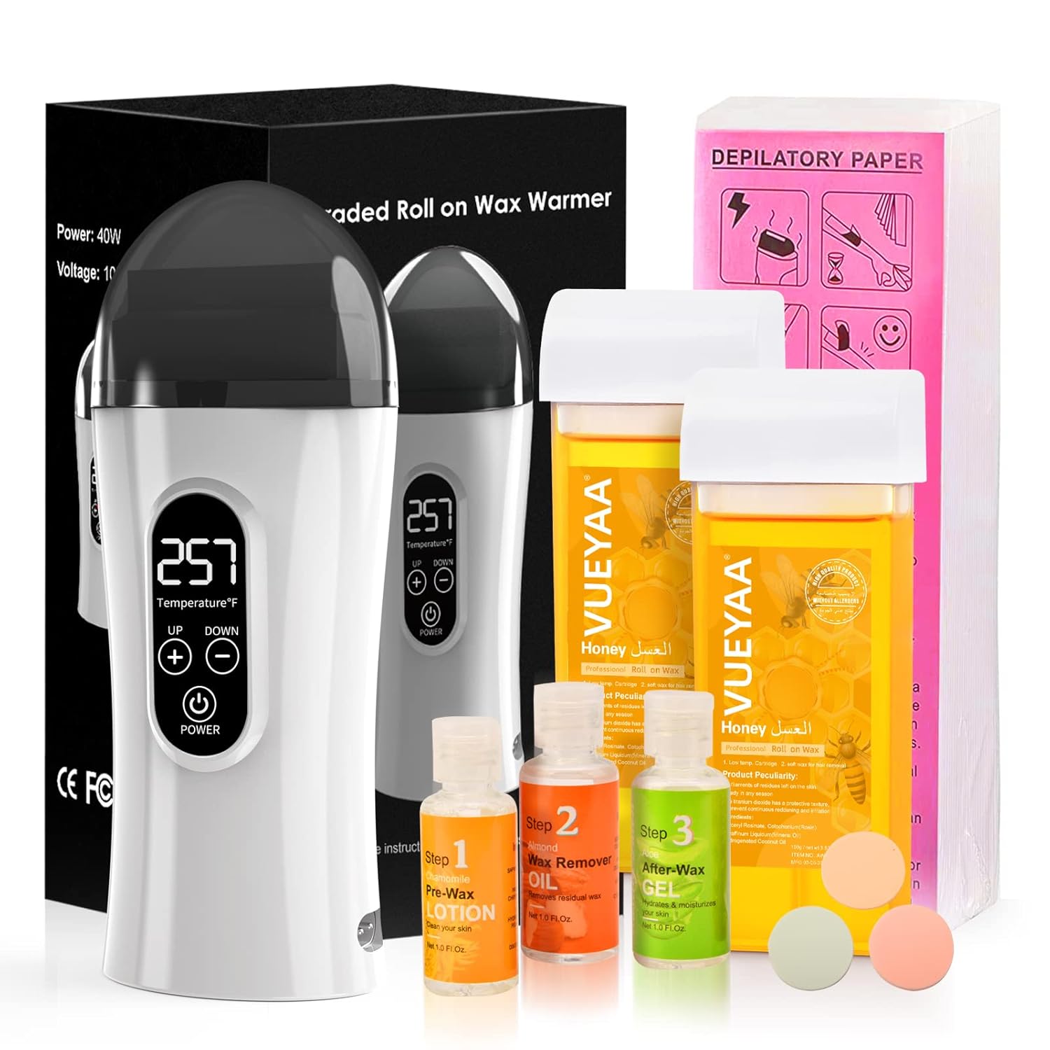 Roll on Wax Kit, Upgrade Wax Roller Kit for Hair Removal
