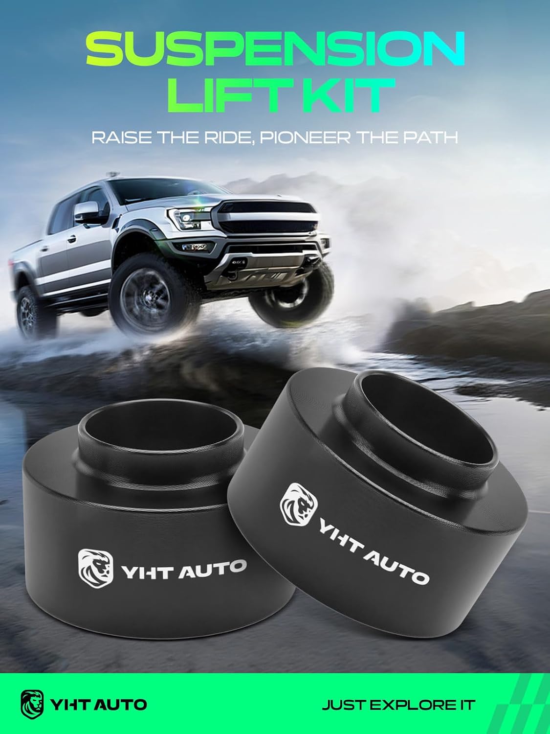 YHTAUTO 2 Inch Front or Rear Leveling Lift Kit Fits Jeep Cherokee XJ 1984-2001, Grand Cherokee ZJ 1993-1998, Wrangler TJ 1997-2006 | Spacers Raise the Front or Rear By 2 Inch | Suspension Leveling Kit