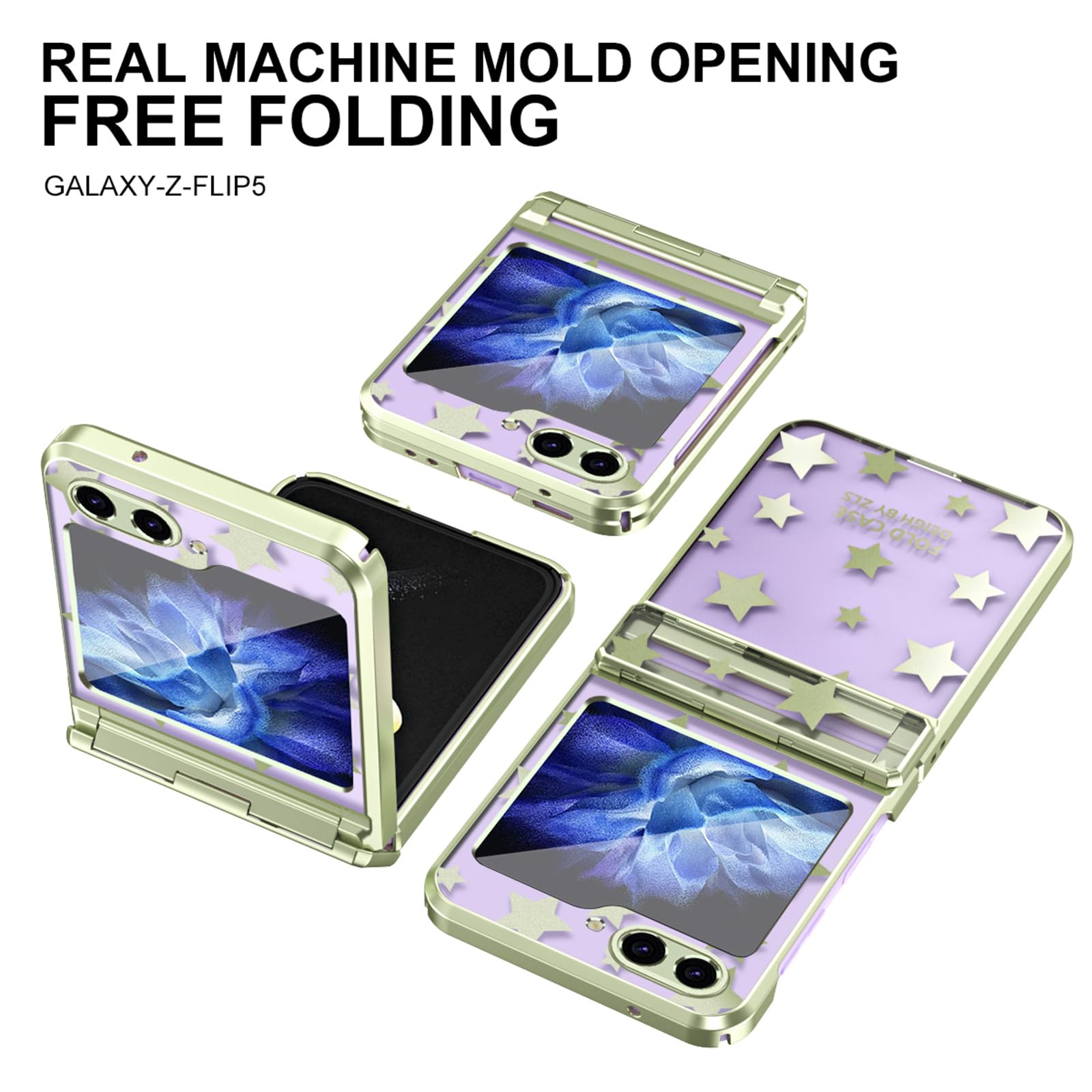 Coque pour Samsung Galaxy Z Flip 5 5G, Charnière Protection Ultra Mince Mode Placage Motif Étoile Transparent PC Antichoc Anti-Rayures Coque pour Samsung Z Flip 5 2023