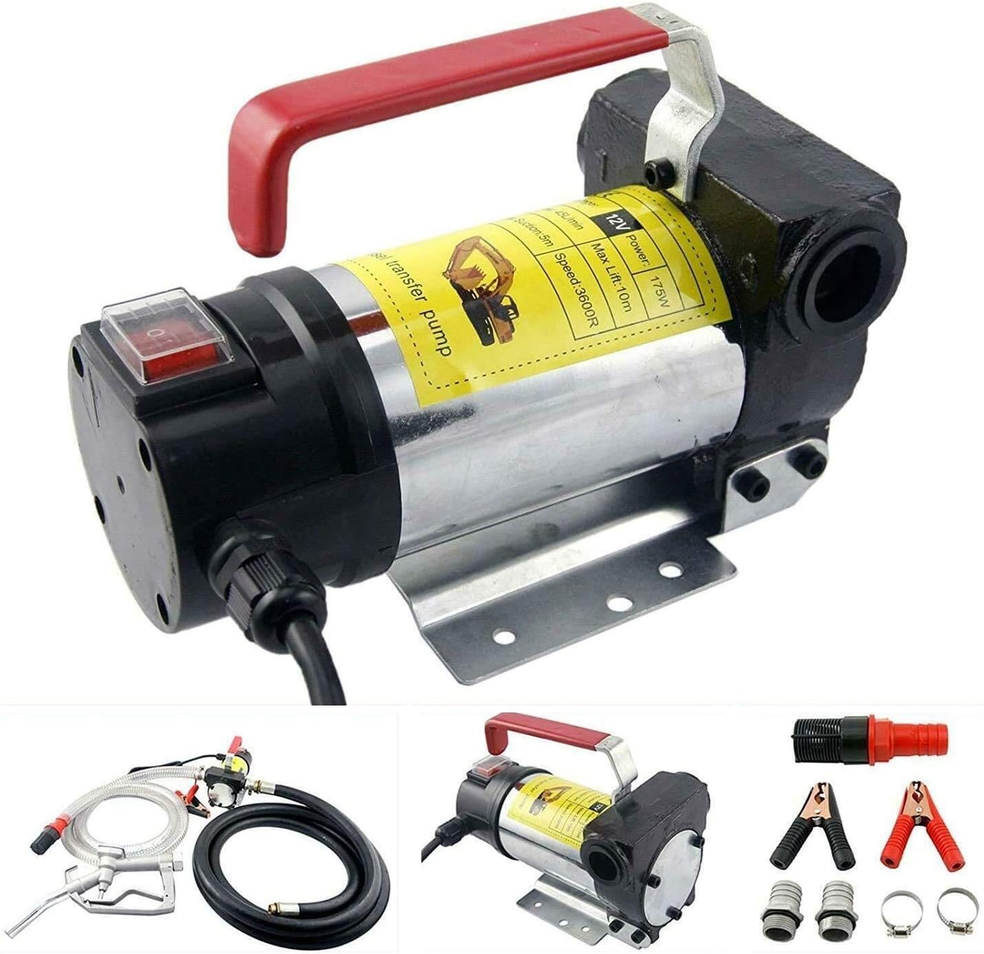 Best Cyber Deals 🔥 Transfer Pump Kit 10GPM/40LPM Heavy Duty Portable Diesel Fuel ONLY Electric DC 12V Alligator Clamps includes: Aluminum Manual Nozzle, Delivery & Suction Hose w/Filter (NOT For Gasoline)