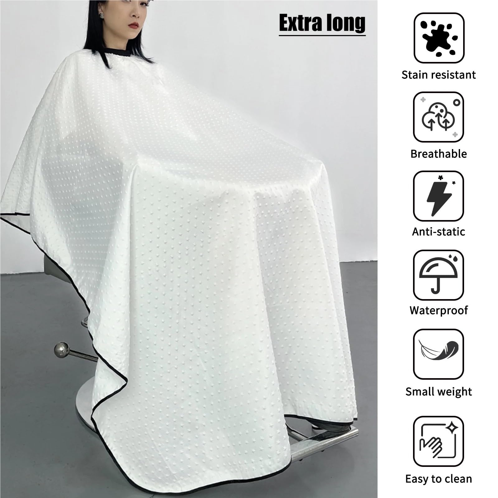 Capa Peluqueria Capa de Peluquero Profesional, Delantal de salón Impermeable de Gran tamaño, Capa de Corte de Pelo con Relieve de fachada 3D(Gold Print)