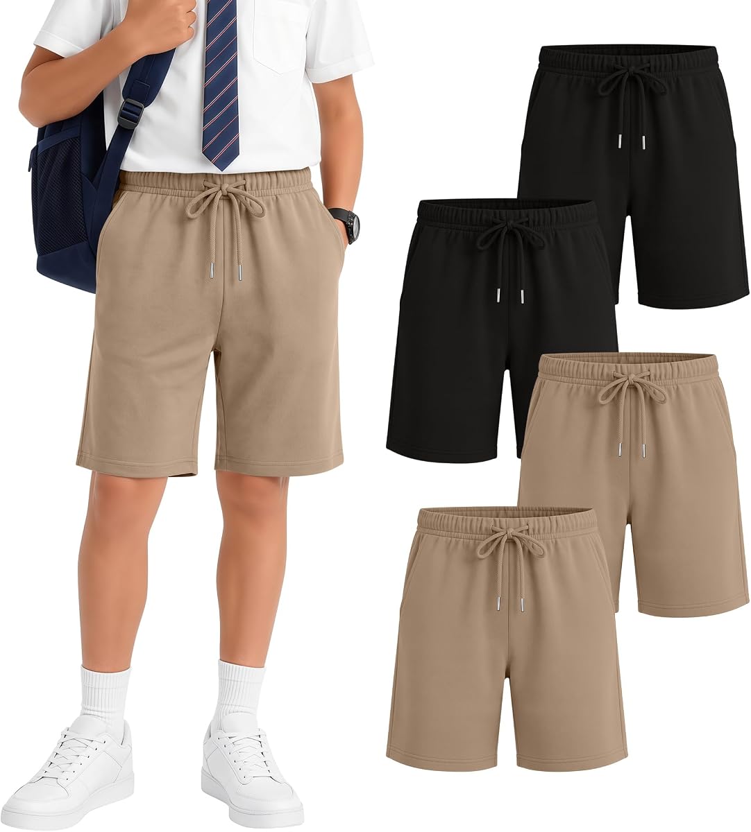4 Pack Boys School Uniform Shorts