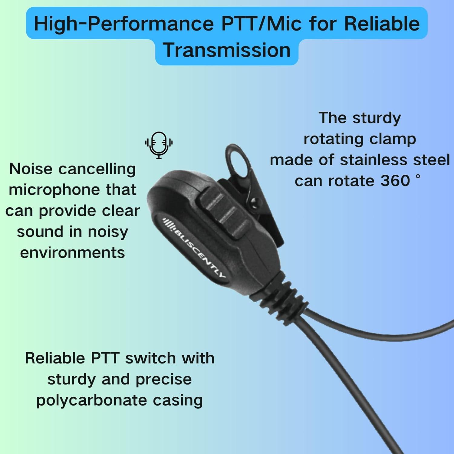 10-Pack Covert Tube Earpiece Headset for Kenwood, Wouxun, Puxing, Weierwei Walkie Talkies | Big PTT Mic, 2-Wire 2-Pin Earpiece Kit, Black