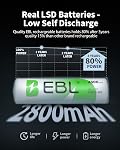 EBL 9V AA AAA Chargeur de batterie avec paquet de 4 AA Batteries rechargeables 2800mAh, Chargeur rapide intelligent pour Ni-MH Ni-Cd 9V Batteries rechargeables