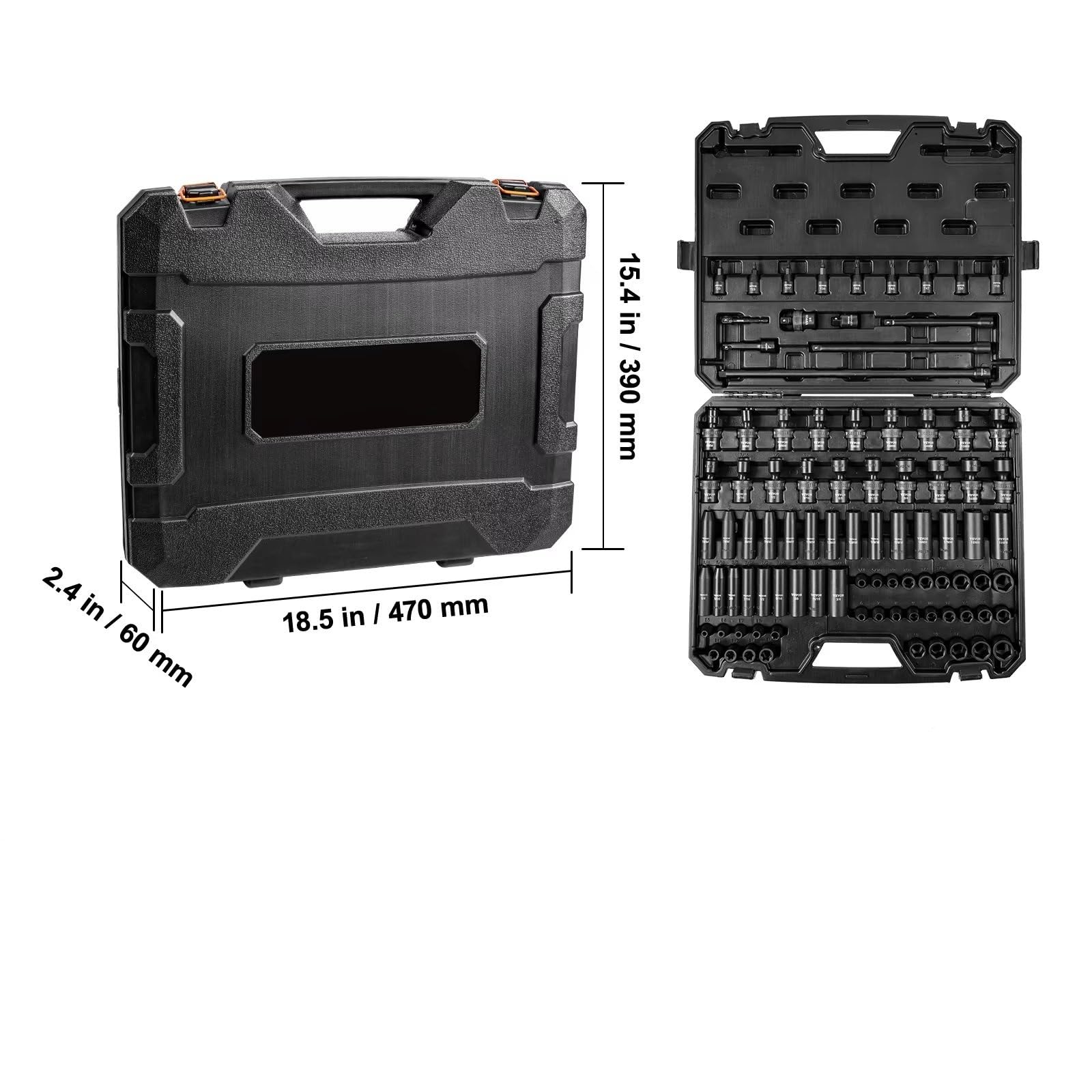Juego de herramientas de taller Juego Llaves Impacto 90 Uds. 3/8" SAE 1/4"-3/4 "y Juego Llaves Métricas 6-19mm Kit Herramientas Reparación Automóviles El Hogar Con Herramientas Manuales