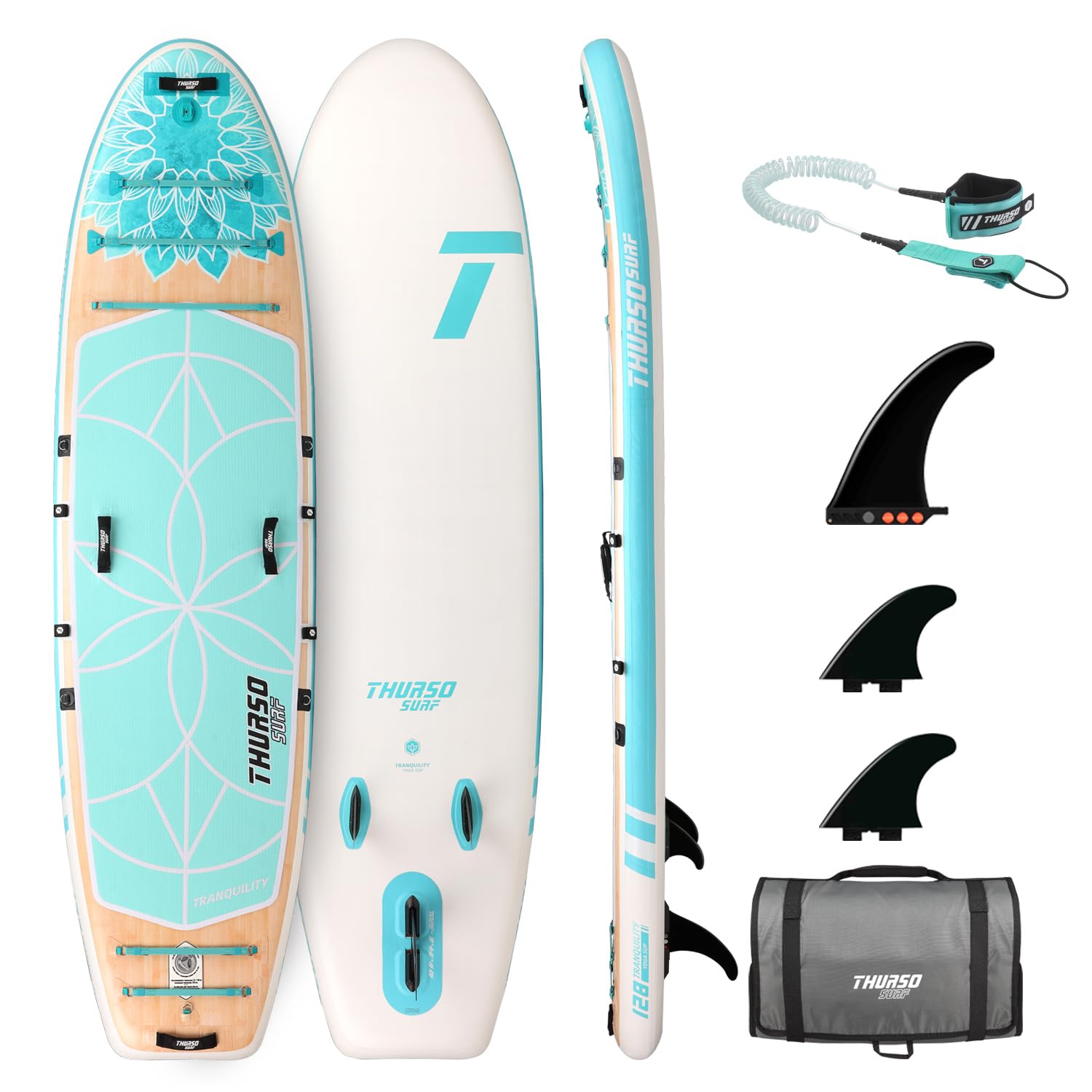 THURSO SURF Tranquility 10 ft 8 Yoga Paddle Board Inflatable Stand Up Paddleboard Yoga/Pilates/Fitness SUP Board | Woven Drop-Stitch | Fusion PVC | Welded Rail | Lightweight & Rigid