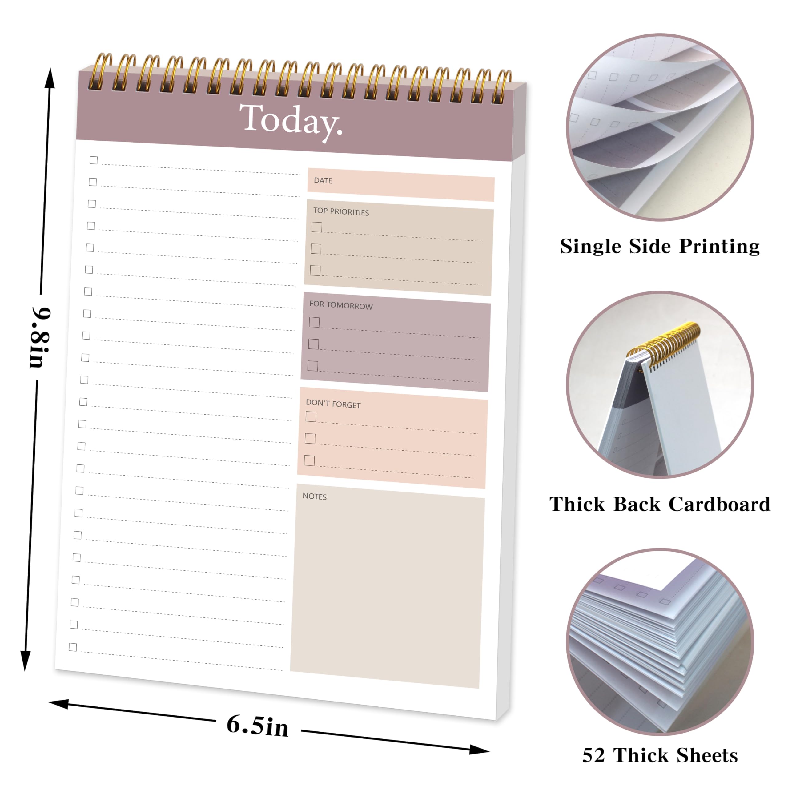 To Do List Notepad, Daily Planner Notepad Undated 52 Sheets Tear Off - Image 4