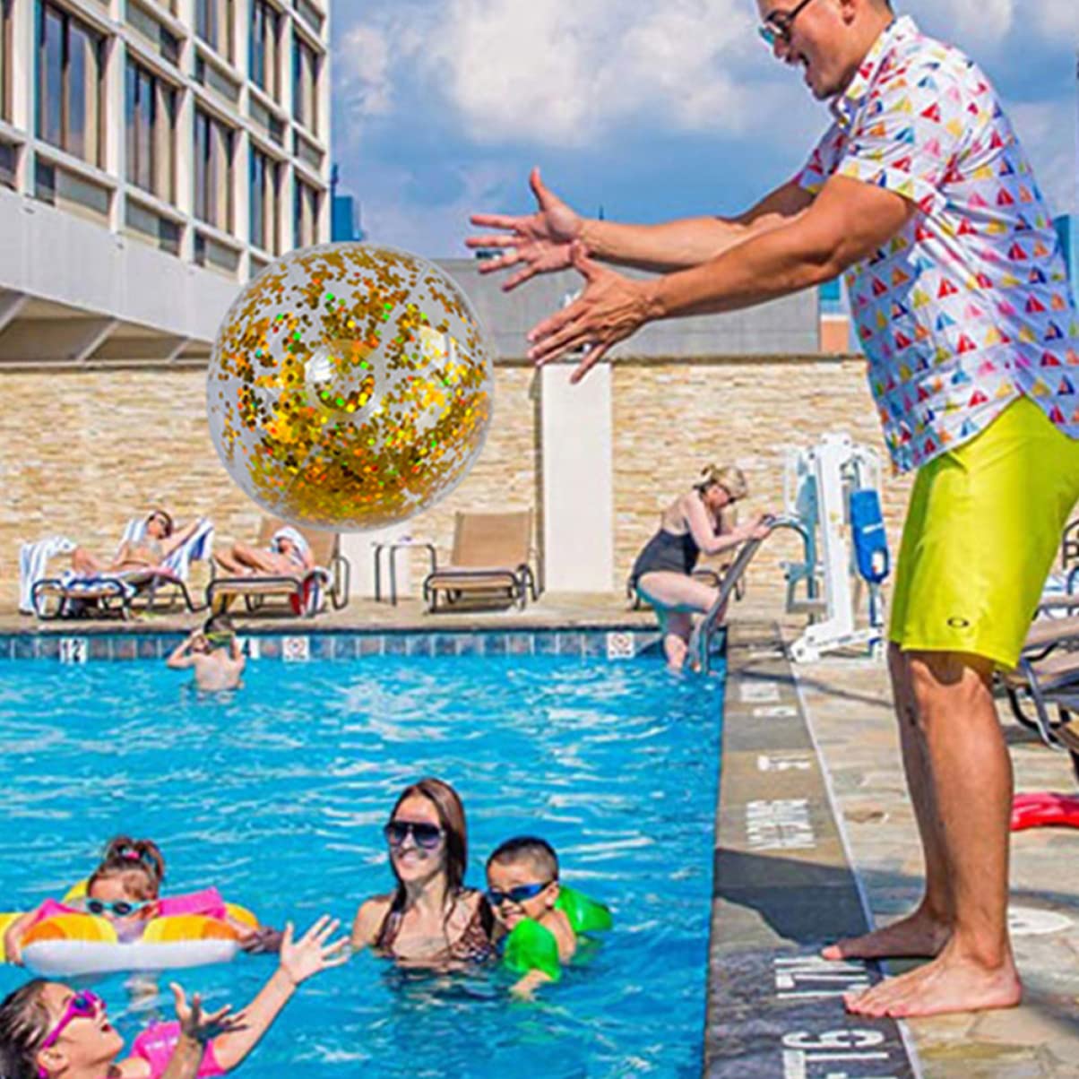 Abaodam Pallone Da Spiaggia Con Paillettes Gonfiabile Giocattolo Da Piscina Palline Piscina Palline Biliardo Palline Glitterate Con Paillettes Giocattoli Con Palline Da Biliardo