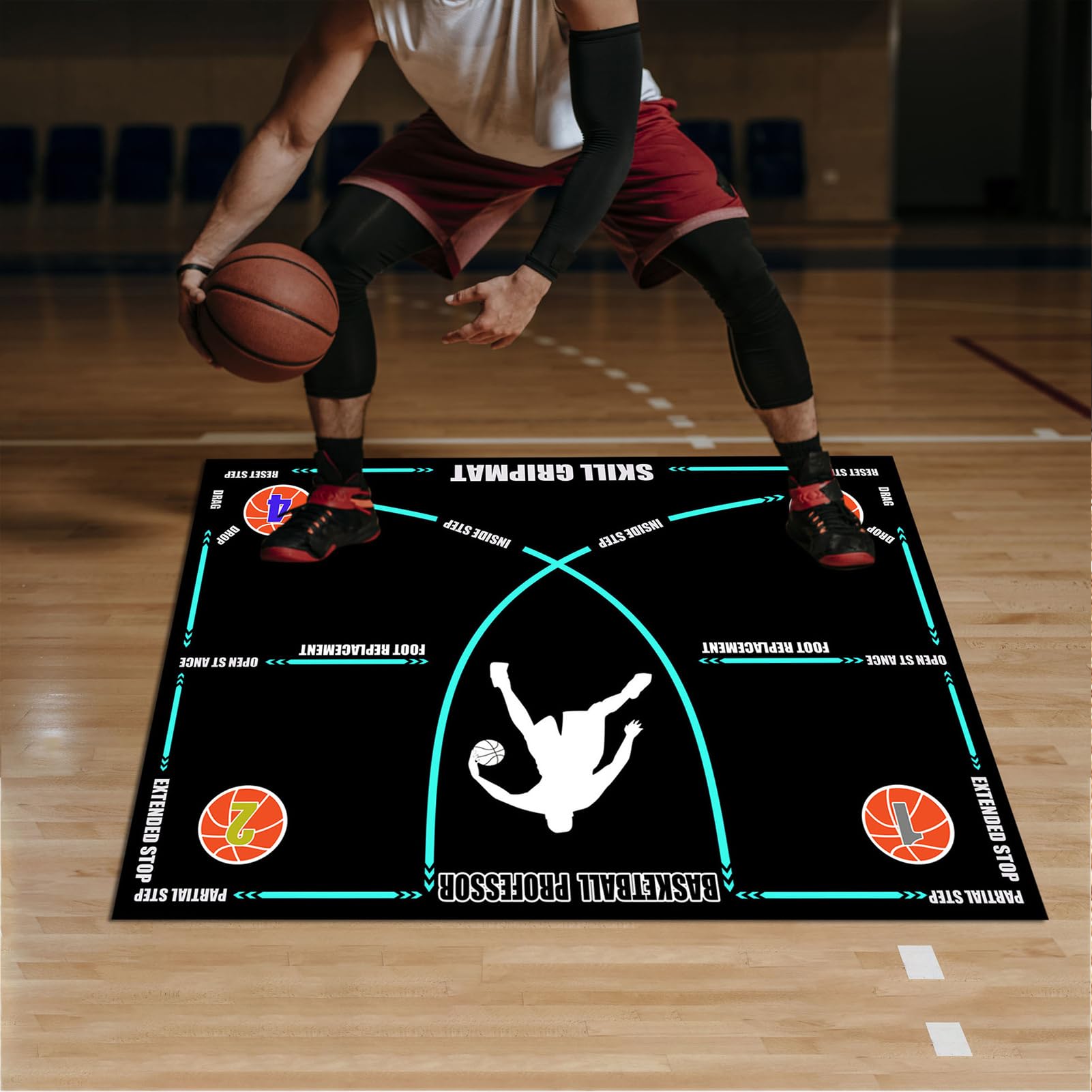 Tapete de entrenamiento de baloncesto - Almohadilla de regate antideslizante que absorbe los golpes, tapete de ejercicio de goma plegable silencioso para uso doméstico | Entrenador portátil de desarro