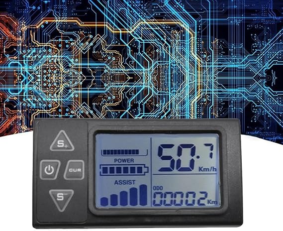 LCD Ebike Display Dashboard Meter 24V 36V 48V 60V S861 for Electric Bike BLDC Controller Control Panel(SM Plug), Black