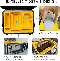 Vista 6 de Judunmsk Waterproof Hard Case - Compact Portable Carrying Case for DJI Mini 2 SE/4K/Mini 2 Fly More Combo
