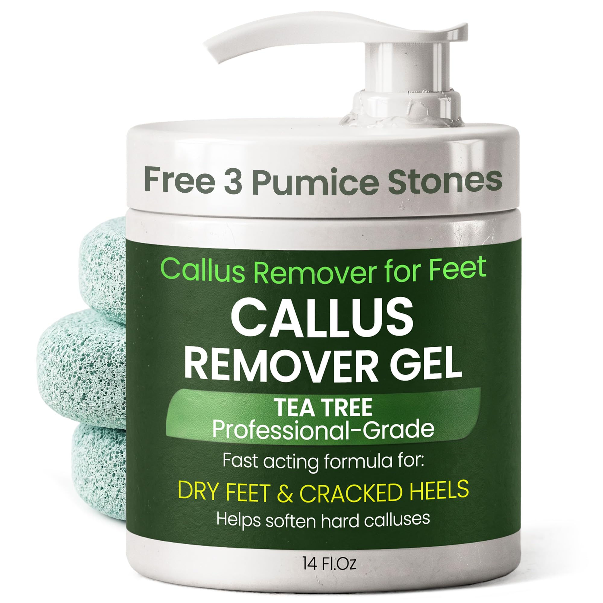 Callus Remover for Feet, Extra Strength Gel with Tea Tree Oil, 14 fl oz