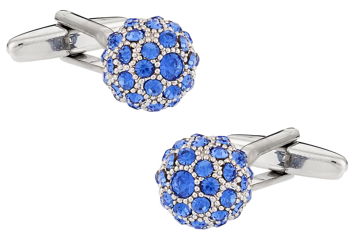 Cuff-Daddy Sapphire Blue Ball Cufflinks with Presentation Gift Box - Perfect for Travel