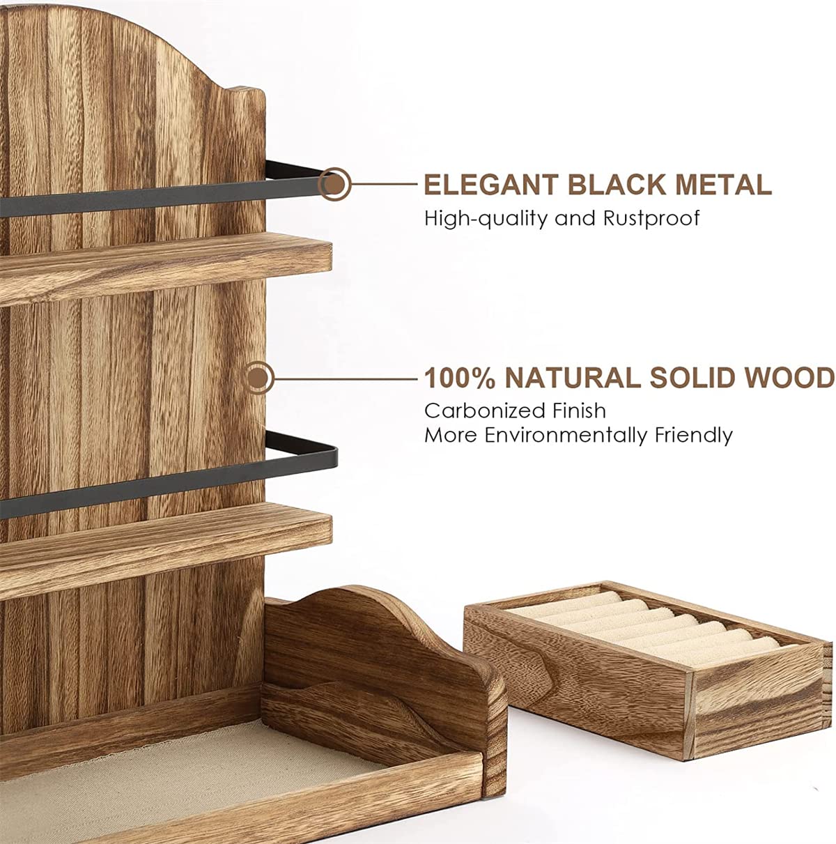 Organizzatore per Trucchi,Organizzatori per la Cura della Pelle in Vero Legno Vetrine per Cosmetici con Porta pennelli per Trucco,Organizzatore per Cosmetici per la Cura della Pelle Cosmetici Smal