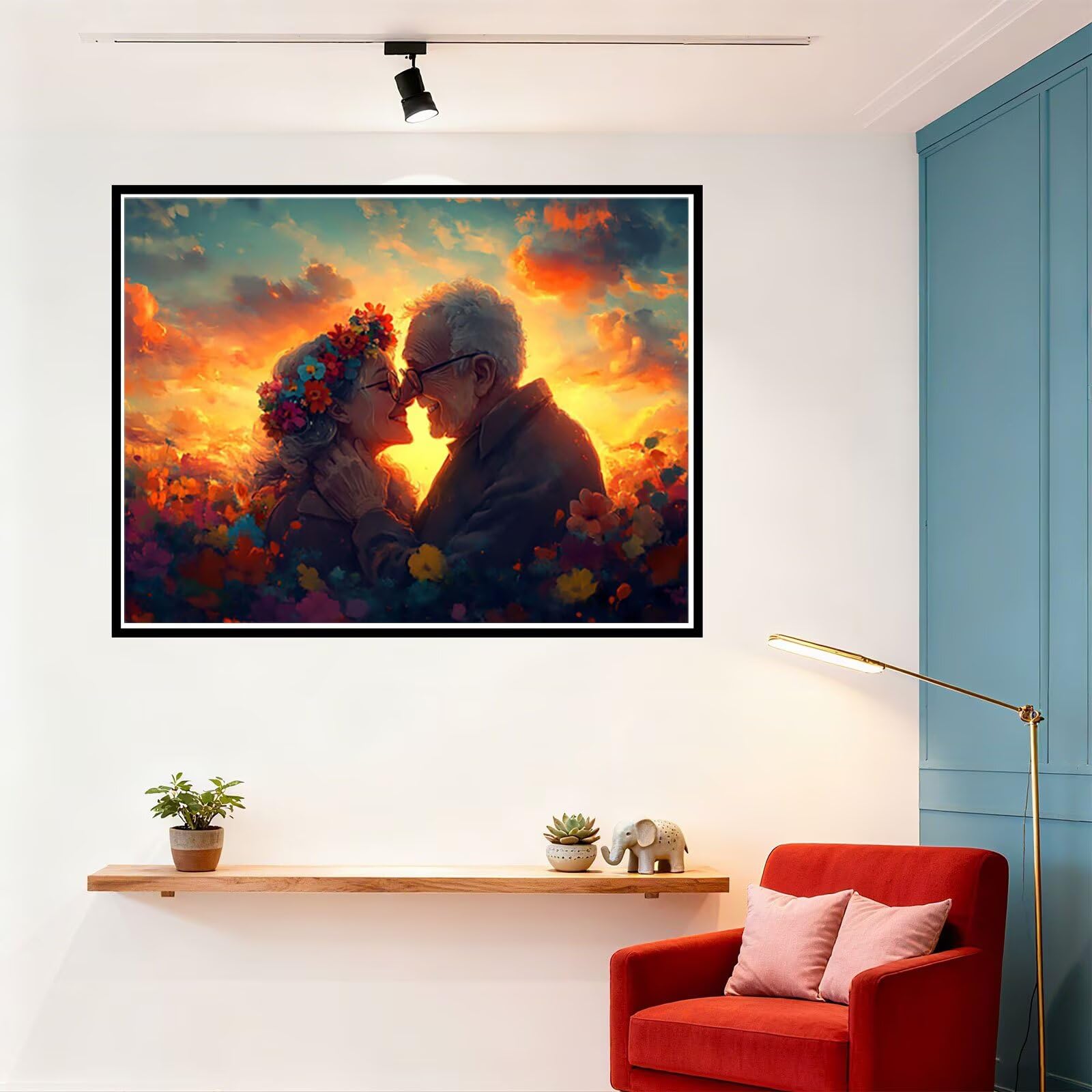 Paar Malen Nach Zahlen Erwachsene Blume Malen Nach Zahlen Kinder ab 7, Set Erwachsene Bastelsachen Kreativ Set für Kinder Geschenke für Männer, Weihnachten Halloween Deko Ohne Rahmen 60x80cm H - 678