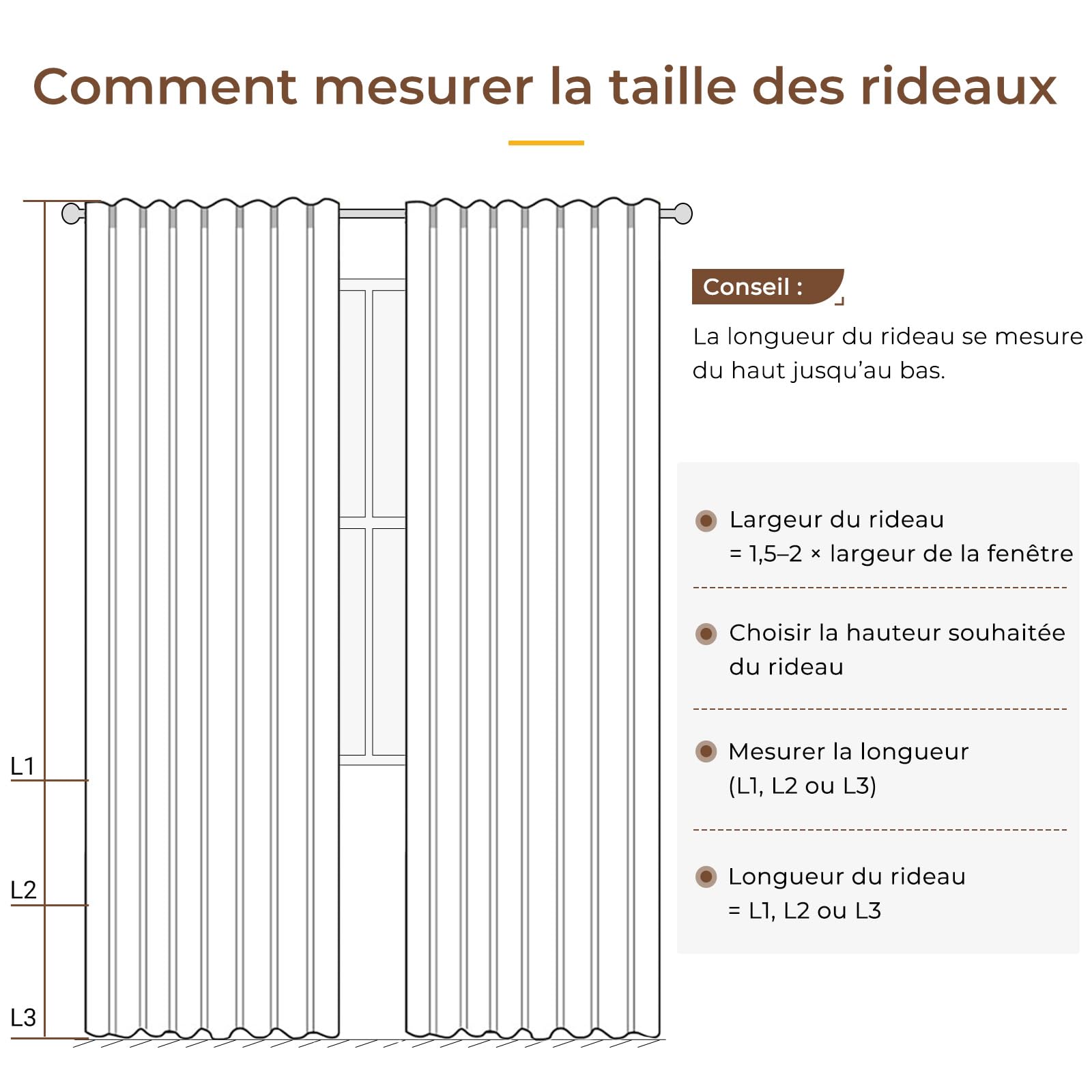 INOVADAY 100% Rideau Occultant Thermique Isolant Anti Froid et Chaleur 2 Panneaux, Rideau Beige Opaque Lumiere Anti-UV pour Salon et Chambre,140L X 245H cm