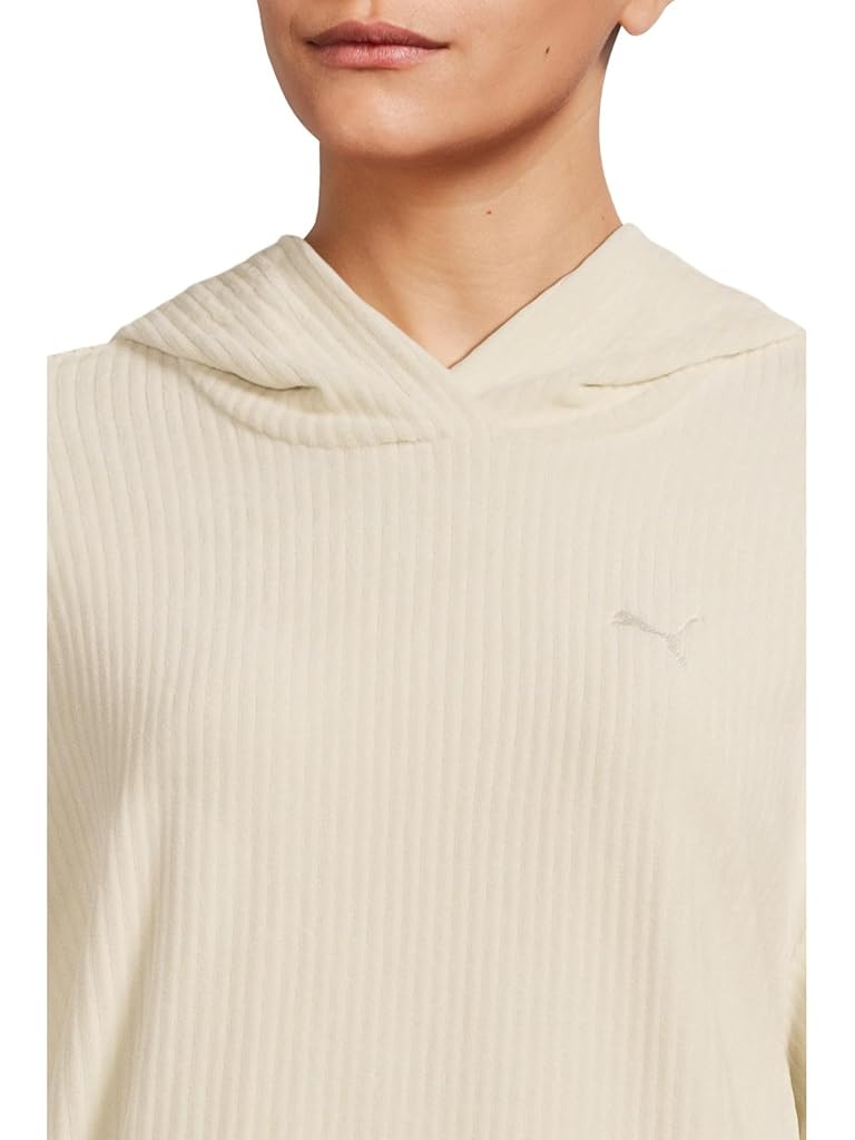 White PUMA Essentials Elevated Comfort Velour Ribbed Hoodie