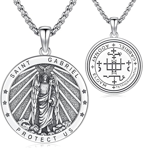 Miniatura 9 de Odinstone Collar de San Miguel - Medallas de San Cristóbal - Medallas de San Benito - Collar de Virgen María - Collar de Arcángel Miguel - Amuleto