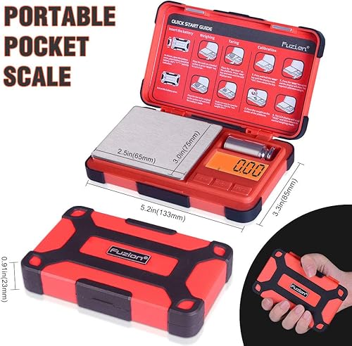 Miniatura 4 de Fuzion Báscula de bolsillo de 0.00 oz7.05 oz, escala de gramos con conversión de 6 unidades, escala pequeña + kit de peso de calibración de acero