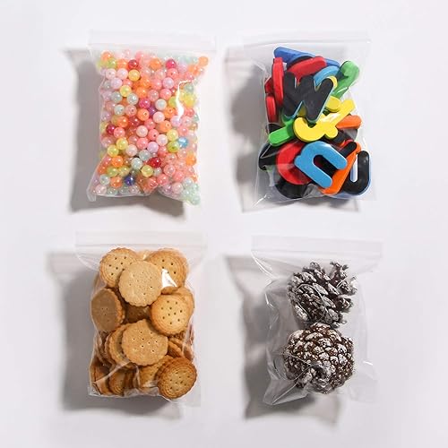 Vista 24 de Bolsas de plástico de 3 x 4 pulgadas, 400 unidades, bolsa pequeña de polietileno transparente con cremallera de 2 mil, bolsas de plástico con cierre