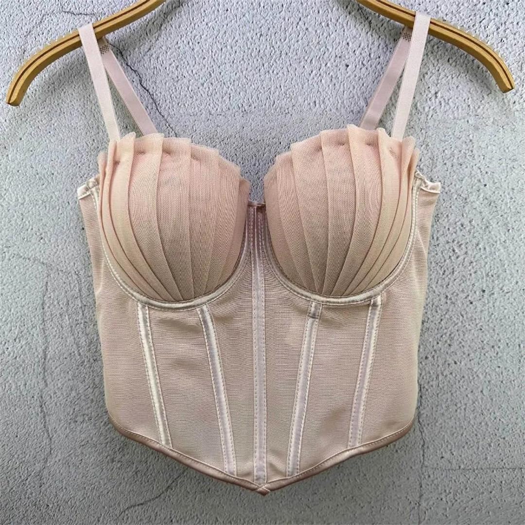Yeuyyben Corsetto da donna crop top senza maniche moda party club palcoscenico performance slim fit bustier canotta