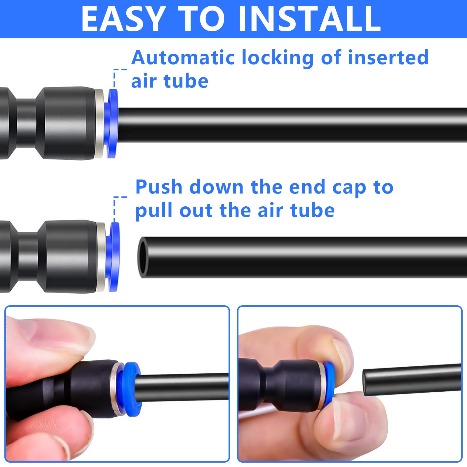 50 Pièces Raccord Pneumatique, Raccord Pneumatique Droit en Plastique pour Air Tuyau (4/6/8/10/12mm, 6-4/8-4/8-6/10-6/10-8mm)
