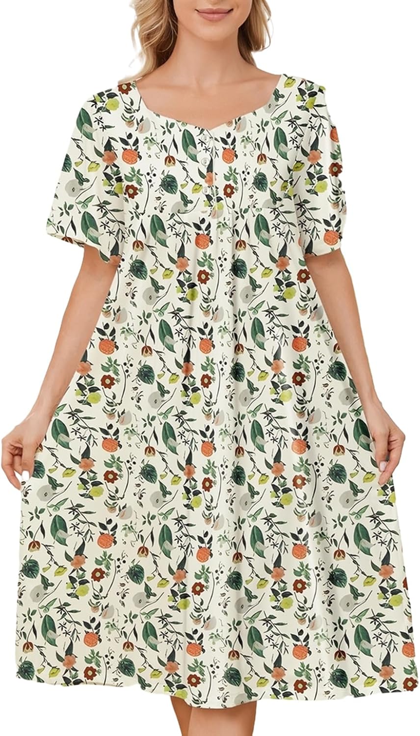 House dresses with pockets mumu dresses short sleeve nightgown