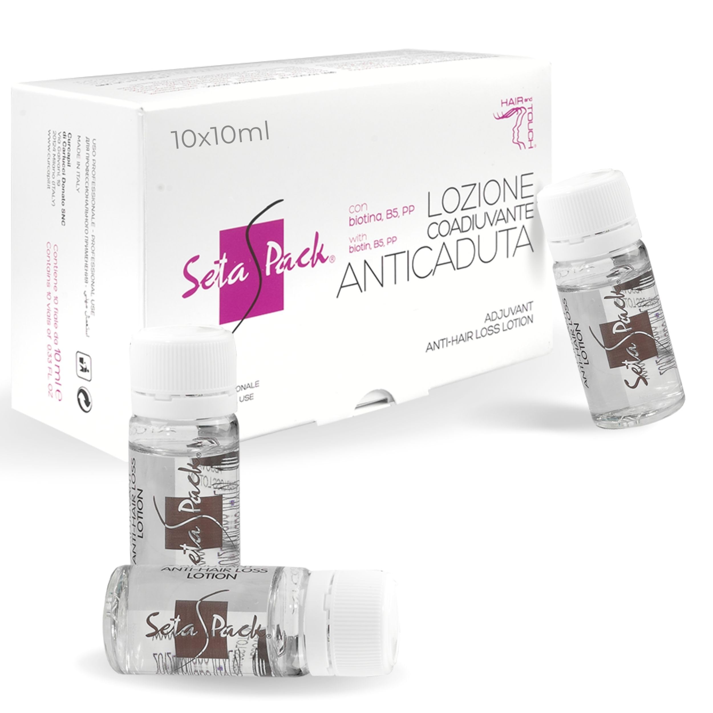 SETA PACK - Fiale Anticaduta Capelli con Biotina 10 pezzi x 10ml - Fiale per Capelli Donna e Uomo - Trattamento Anticaduta