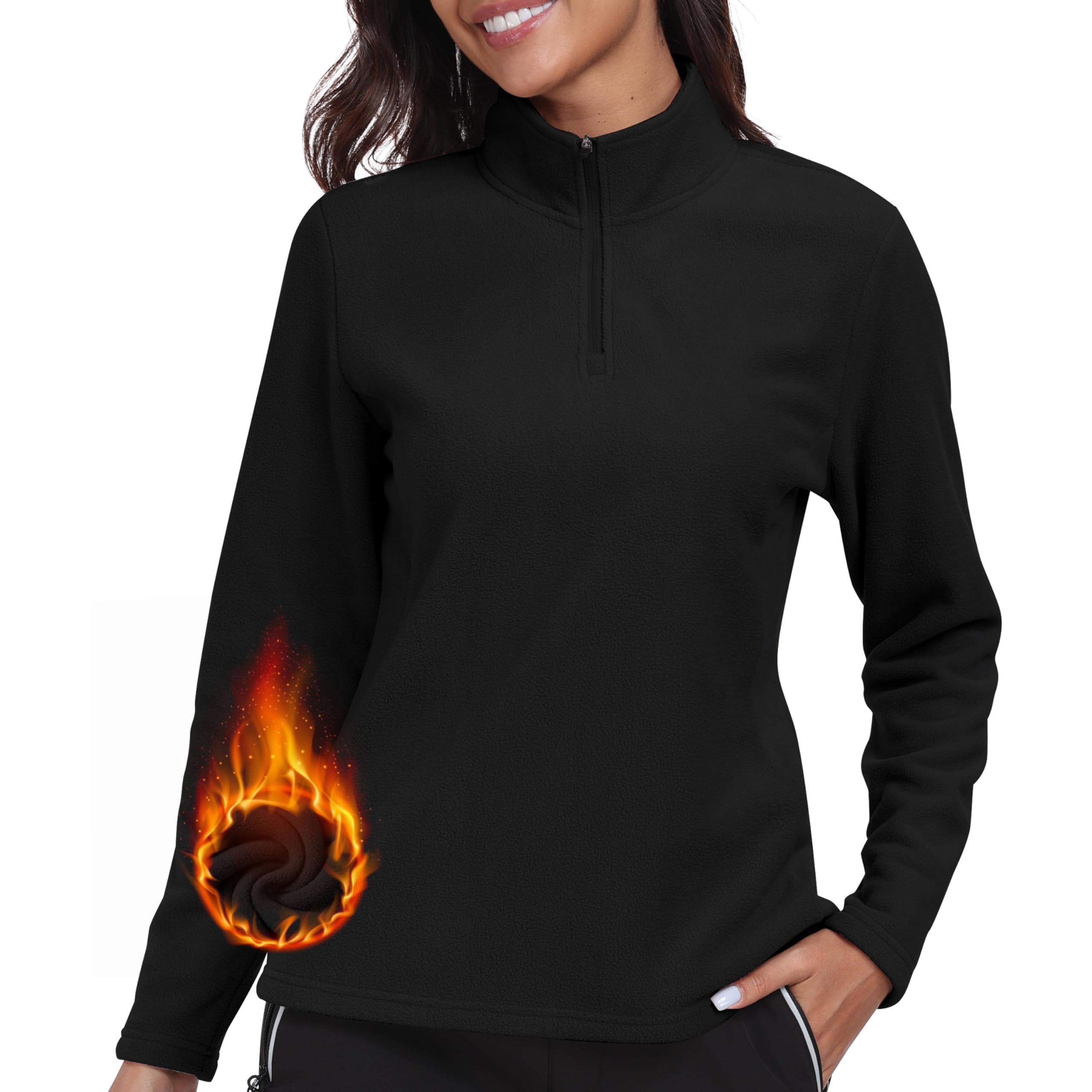 MoFiz Felpa Donna Sweatshirt Manica Lunga Sport Maglia 1/4 Zip