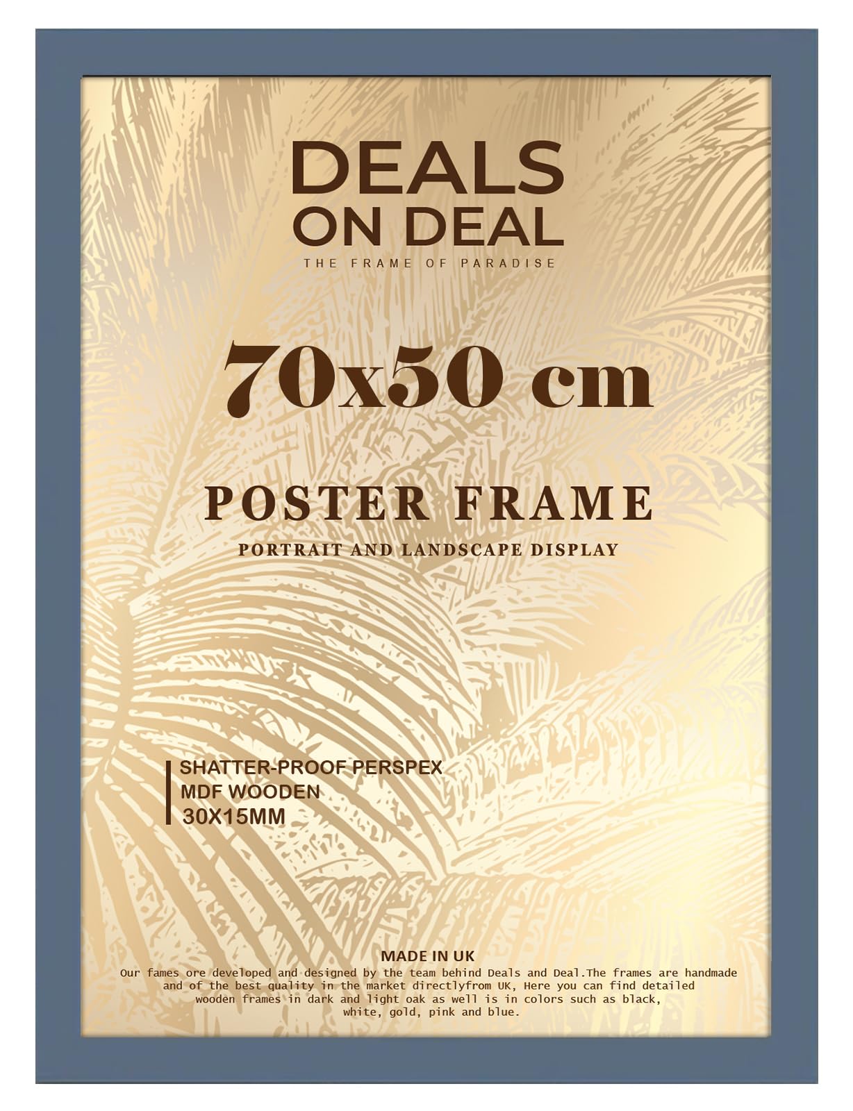 DEALS ON DEAL® Modern Large Poster Frame 50x70cm Mdf Wooden Picture Frames 70cm x 50cm for Jigsaw Puzzles/Shatter-Proof Front Vertical/Horizontal Mounting For Home & Office Décor-Dark Grey