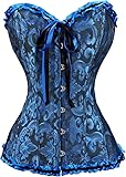JoyPeak Corset Tops for Women,Lace Bustier Corset Lingerie top,Renaissance Overbust Corset Push Up Bodysuit (US, Alpha, Medium, Regular, Regular, Big Girls, dark blue)