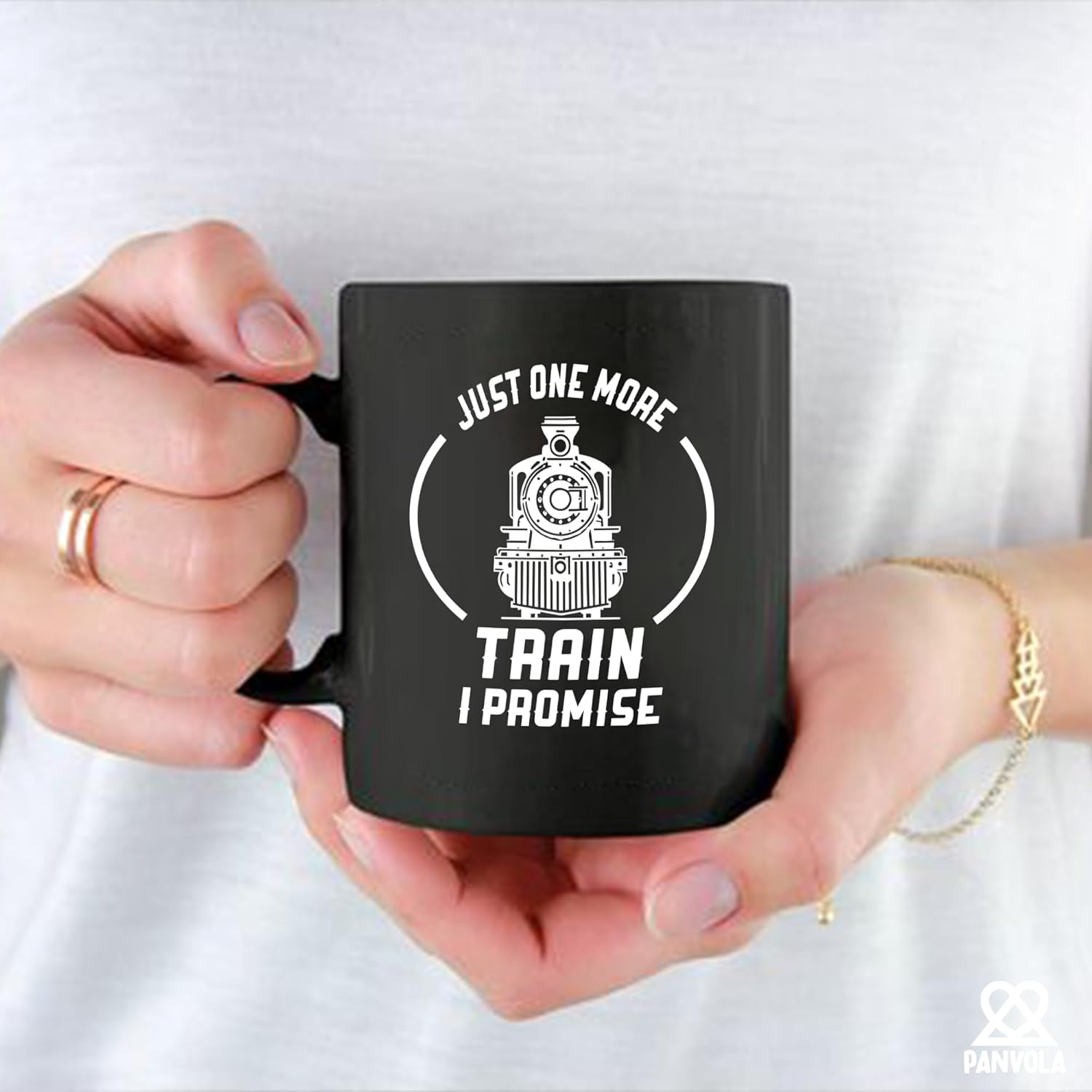 Panvola Just One More Train I Promise Train Lovers Gifts For Dad Mom Husband Brother Sister Wife Friend Coworker Ceramic Mug (Black, 11 oz) - Image 4