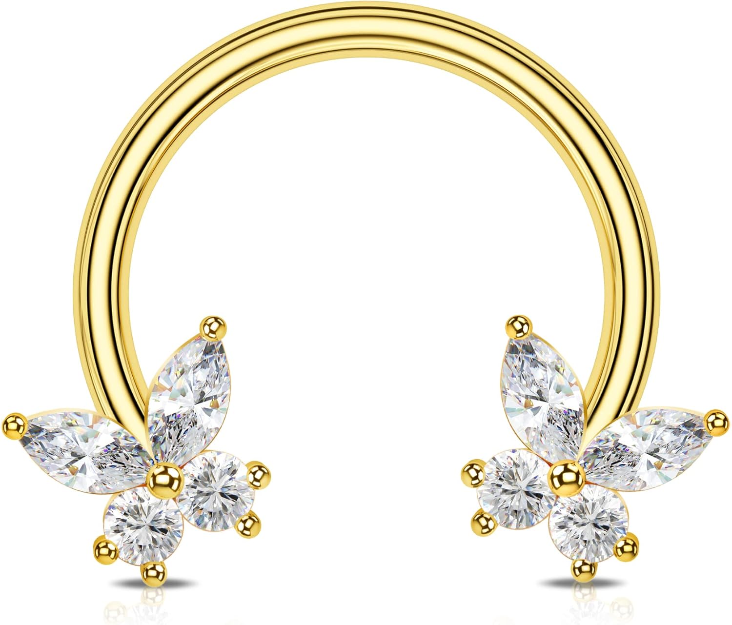 Melighting Butterfly Septum Rings 16G Daith Earrings 316L Surgical Steel Septum Jewelry Clear CZ Nose Rings Hoop Helix Earrings Cartilage Piercing Jewelry for Women