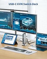 Vista 2 de Cable Matters Conmutador KVM USB C 14 en 1 para 2 portátiles, soporta 4K dual 60Hz sobre DisplayPort y HDMI, carga de hasta 100 W, puerto USB-A/USBC