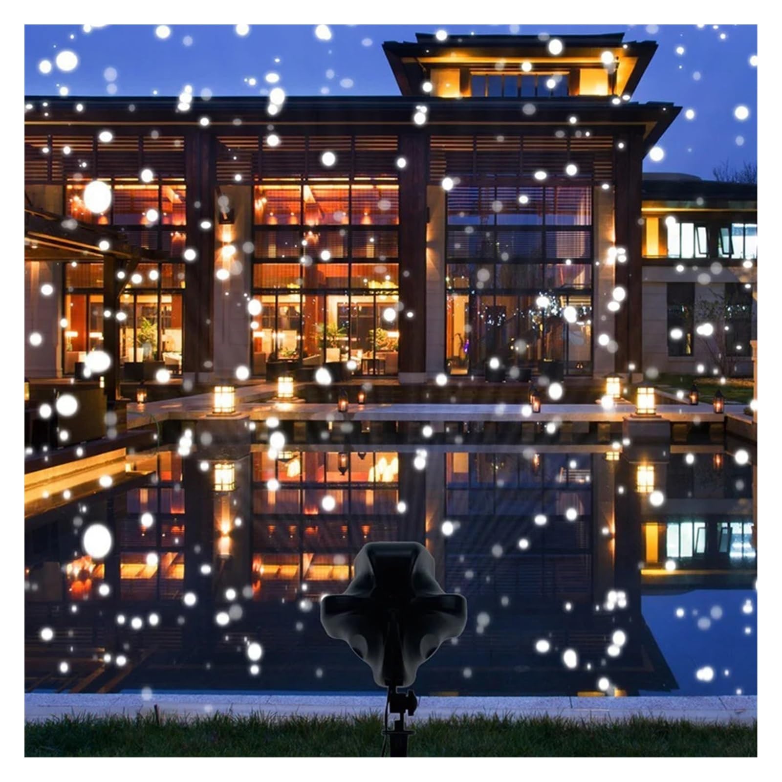 Projektor Weihnachten, Schneefall-Projektor, IP65, beweglicher Schneeprojektor, Weihnachten, Schneeflocken-Licht, Party, Weihnachtsdekoration for Zuhause im Freien(Without Remote)